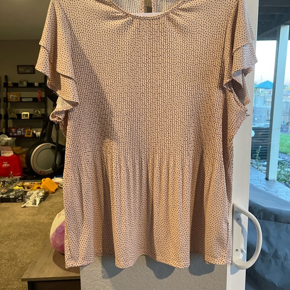 Adrianna Papell peach flutter sleeves Blouse size Large - Picture 3 of 6